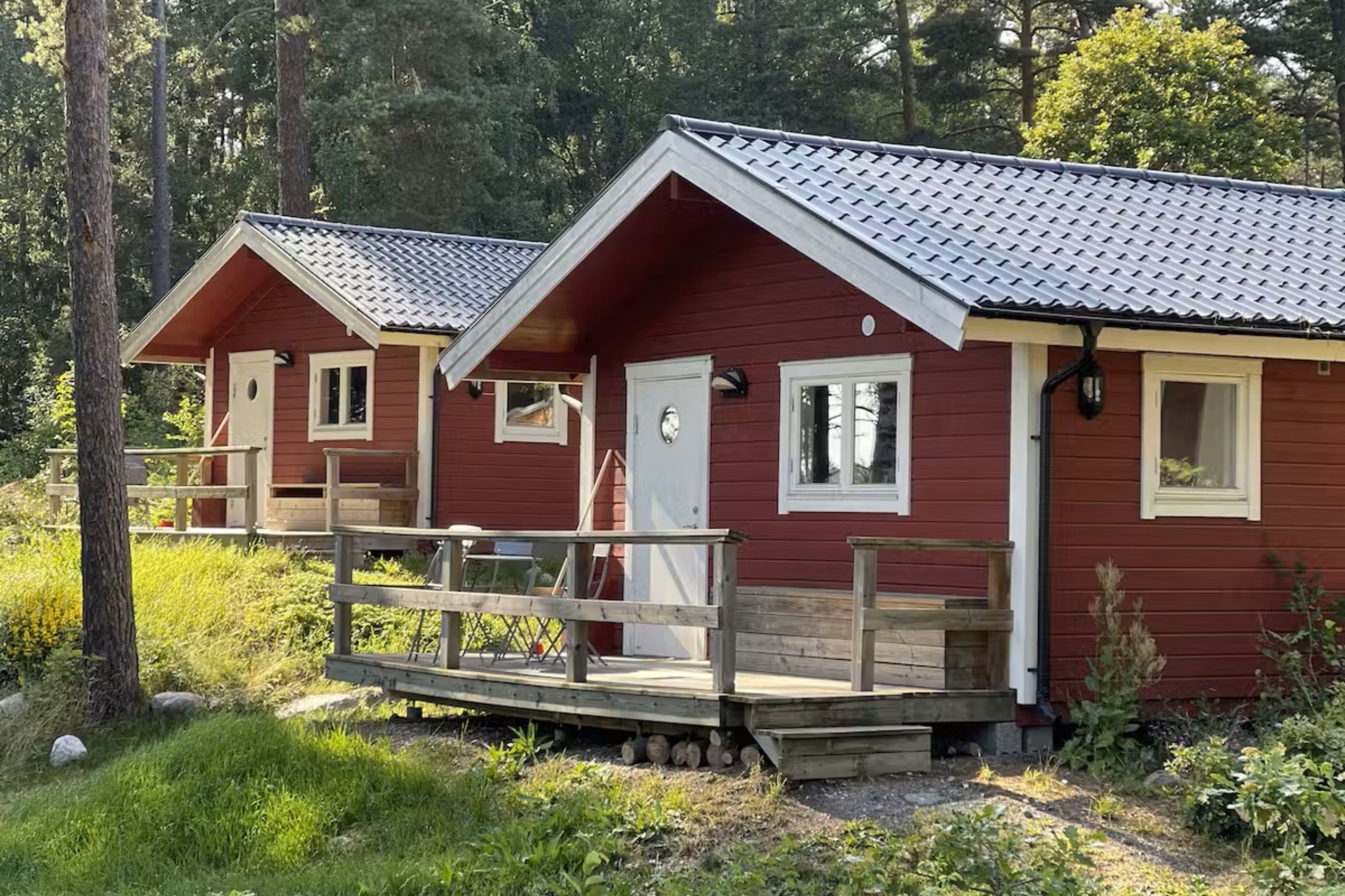 Man kan också bo i stuga på Vaxholms camping.